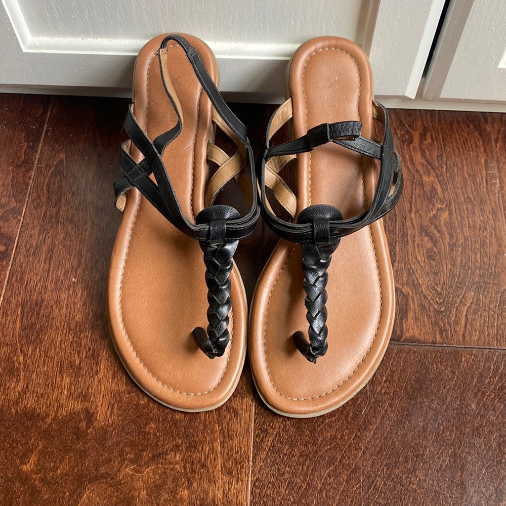 Black braided sandals